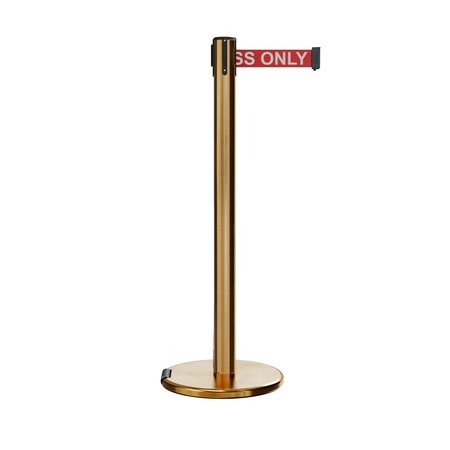 MONTOUR LINE Retractable Belt Rolling Stanchion, 2.5ft Sat.Brass Post  9ft. R.Auth ME630-SB-AUTHRW-90